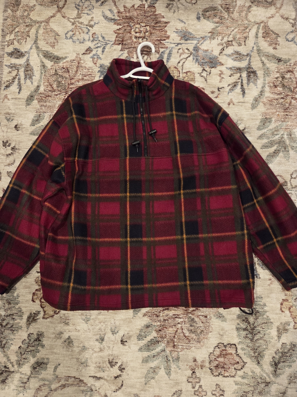 Studio By Chesterfield Plaid Quarter-Zip Fleece Pullover
